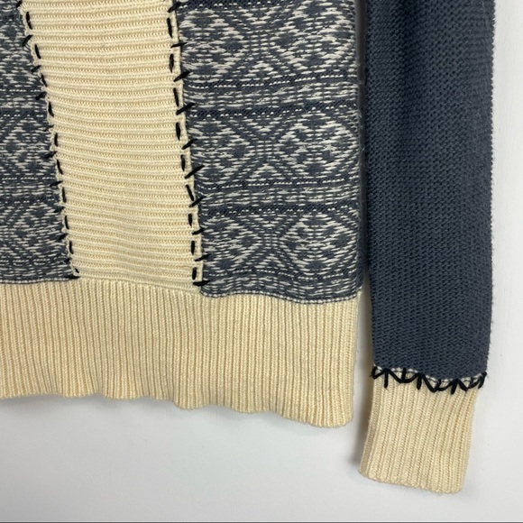 BKE Womens Shawl Knit Hooded Sweater Sz Medium Aztec Ribbed Boho Western - Picture 6 of 12